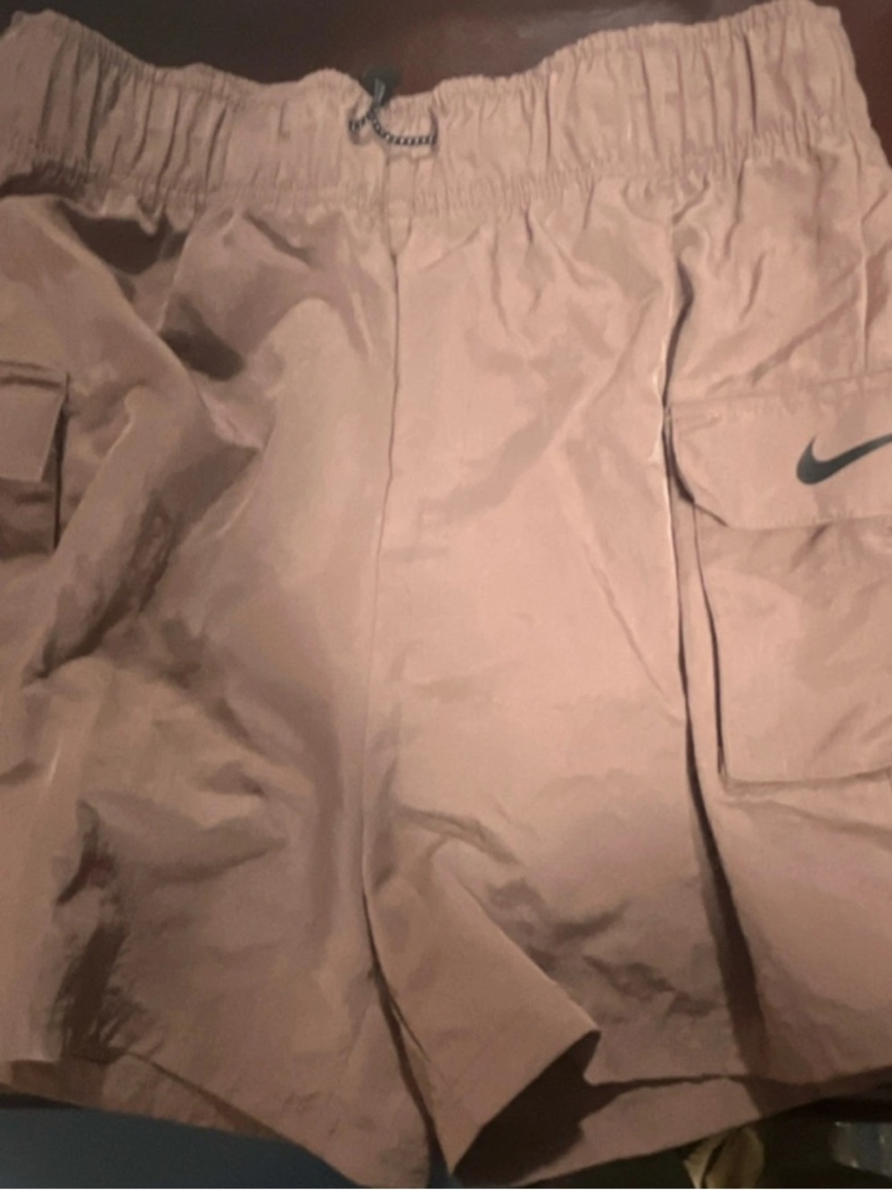Nike Taupe Cargo Swim Shorts with Swoosh